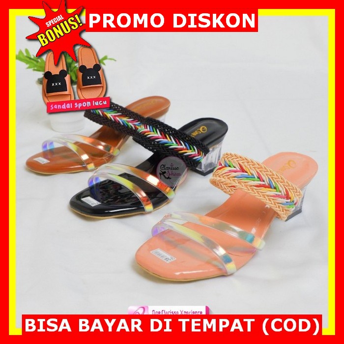 (Cod)Sandal Hak Kaca/Sandal Andin/Sandal Wanita/Sandal Cewek Send RK298 Heels Kaca Wanita Kimora Uk