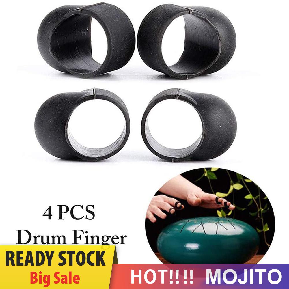 4pcs Pelindung Jari Bahan Karet Silikon Untuk Bermain Drum