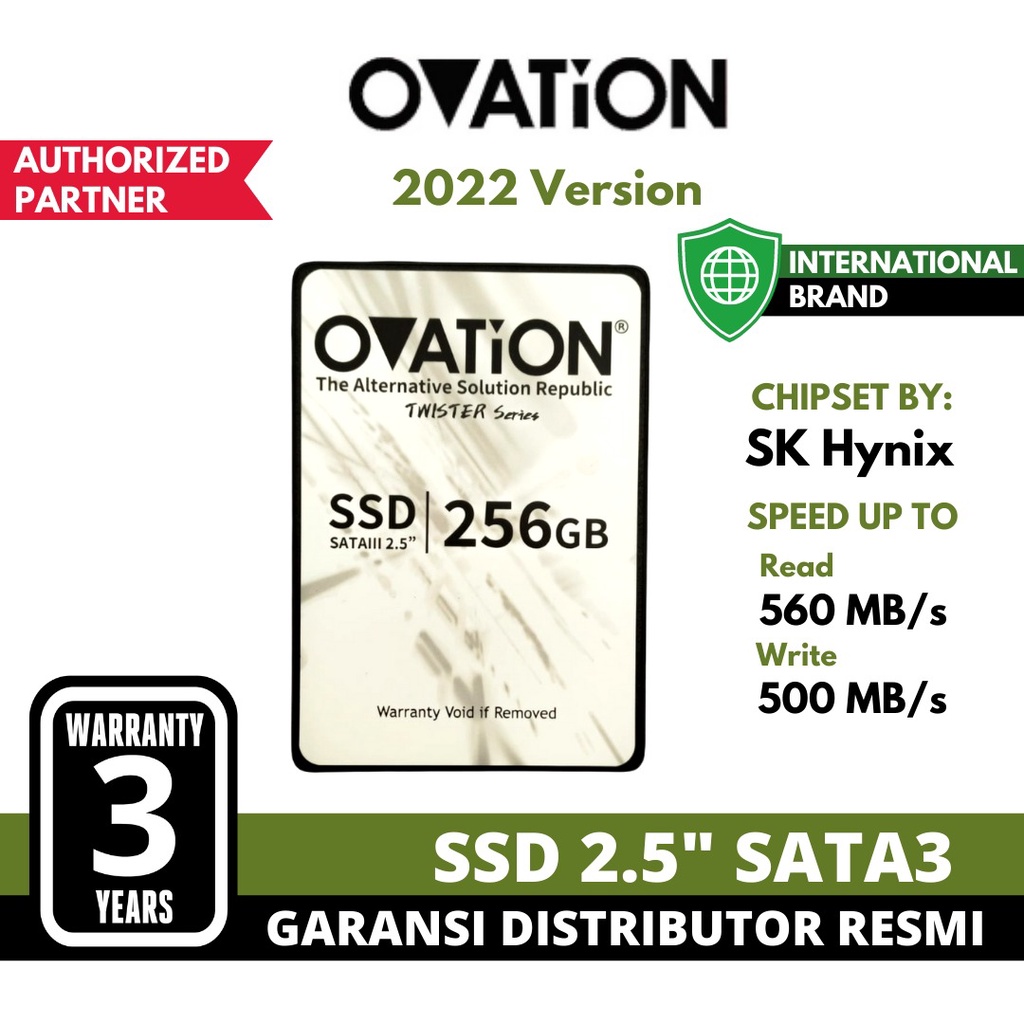 OVATION SSD 256GB / 1TB / 512GB / 512 / 128GB  2.5&quot; SSD SATA SSD Internal SSD SATA3 SSD Comparable SSD 120GB / SSD 240GB / SSD 500GB SSD 256 Samsung SSD RX7 SSD WD SSD VGEN SSD MIDAS SSD EYOTA Garansi Distributor Resmi 3 Tahun