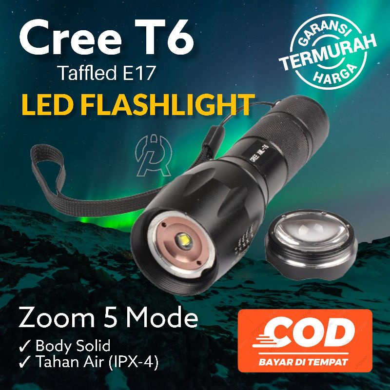 TERMURAH Senter LED E17 Cree XM-L T6 Camping Flashlight Tactical