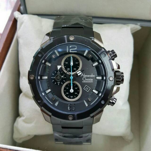 Jam Tangan Pria Alexandre Christie AC 6410 full Black List Biru
