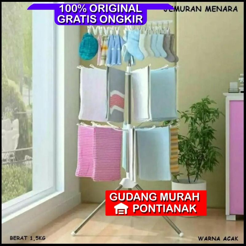 Jemuran Menara lipat / Jemuran baju jemuran pakaian / Jemuran menara lipat 3 tingkat