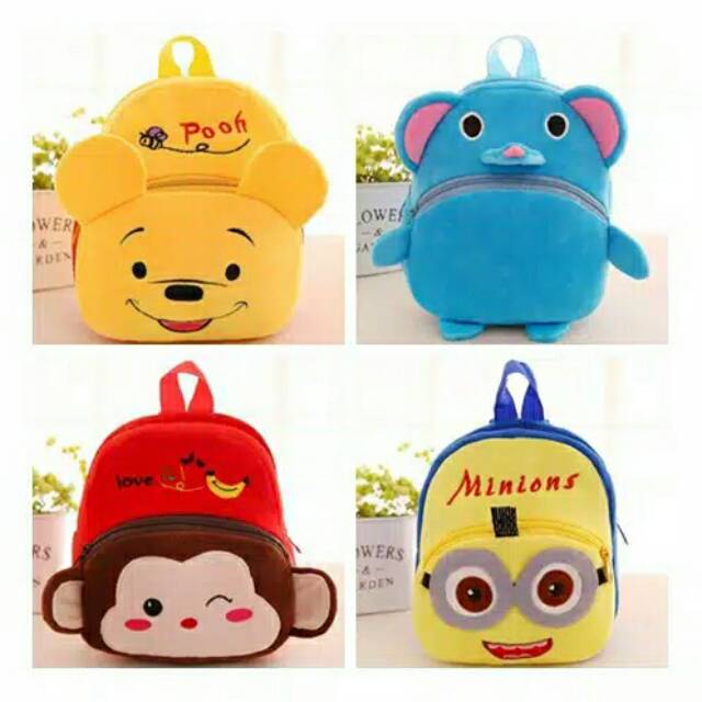 ready jkt Tas anak sekolah paud tk import bludru boneka play group balita karakter bag