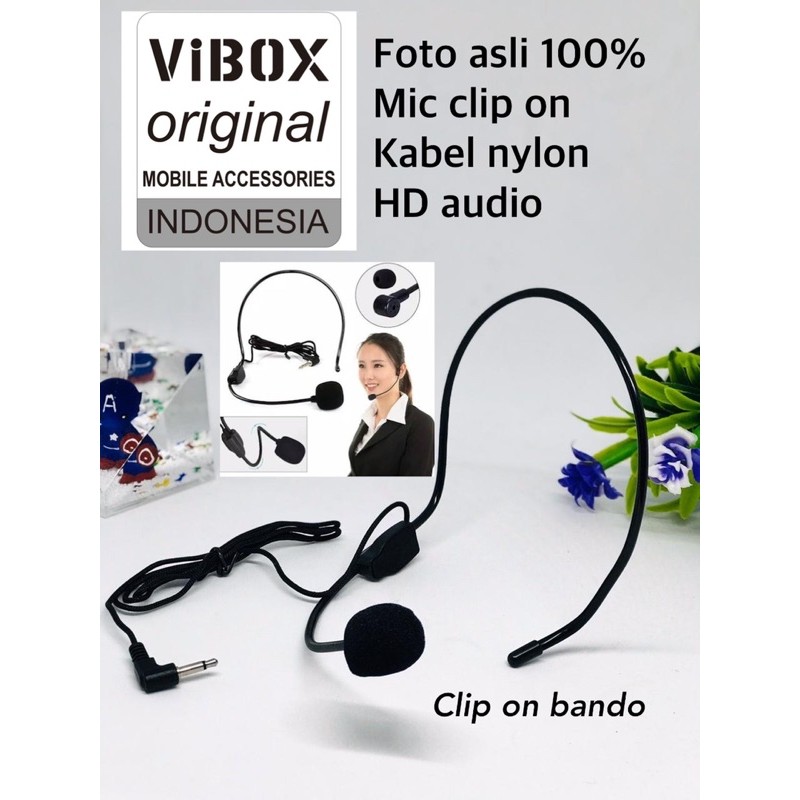 PROMO MIC CLIP ON BANDO ORIGINAL VIBOX KABEL NYLON SUARA AUDIO HD CLEAR BUAT VLOGGER