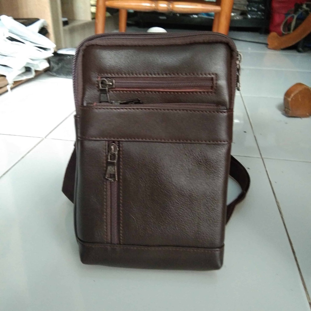 tas selempang kecil multifungsi kulit asli