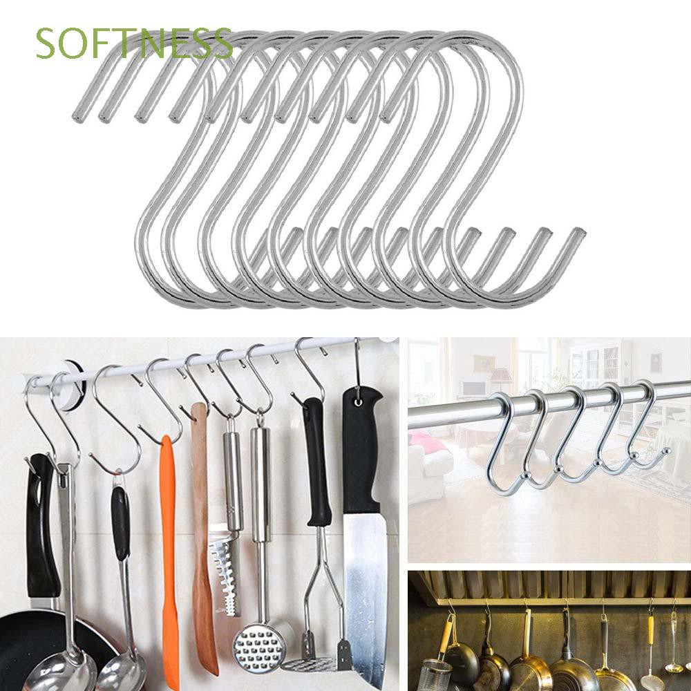 5 / 10 / 20pcs Gantungan Dinding Pengait Dengan Bentuk Huruf-s Dan Bahan Stainless Steel Untuk Dapur