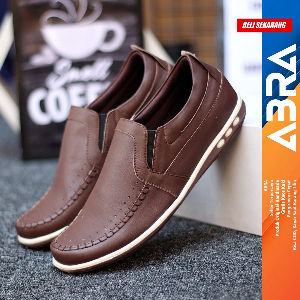 Sepatu Kulit Slip On Casual Pria - Abra jimyth