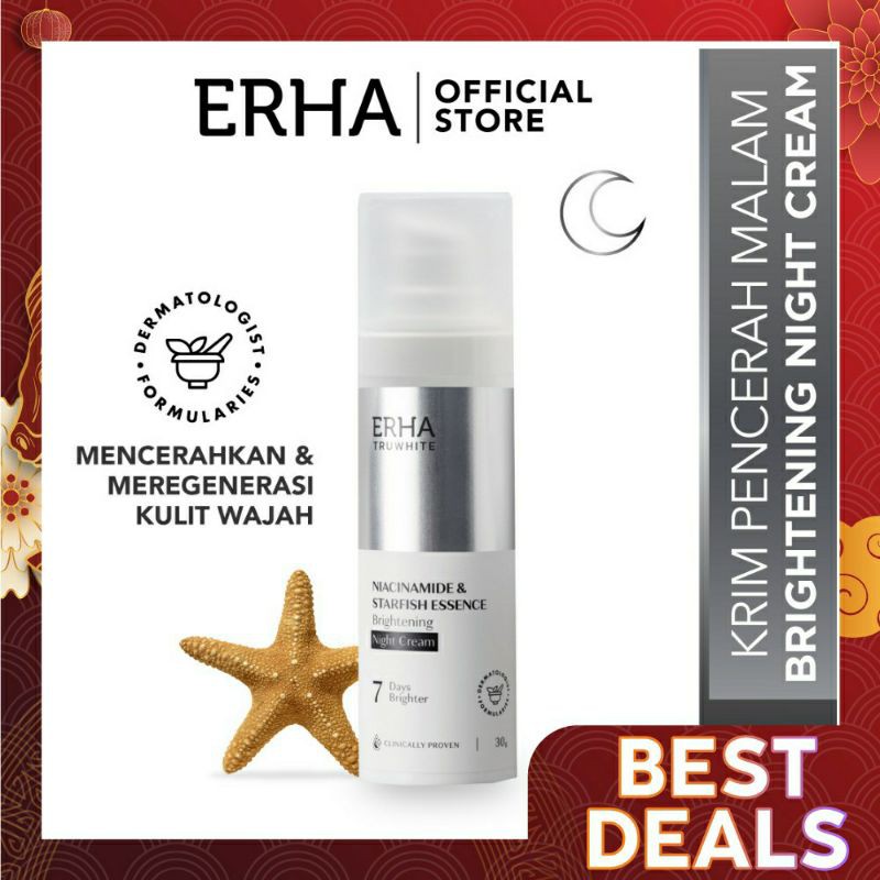 ERHA Truwhite Niacinamide&amp;Starfish Essence Brightening Night Cream 30gr