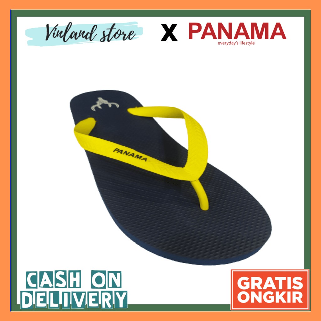 PANAMA SANDAL Basic Male Biru Kuning | Sandal Panama Pria Cowok