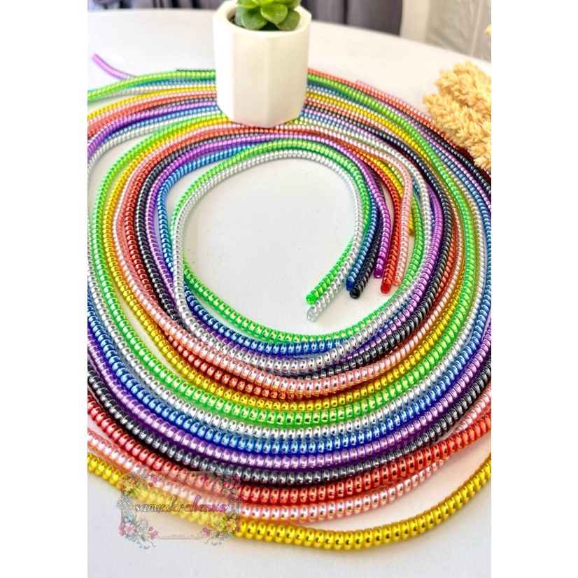 RT94 Pelilit Kabel Spiral Warna Metalic Pelindung Cable Hp Charger Universal Cord Protector solid Color glossy SB3484