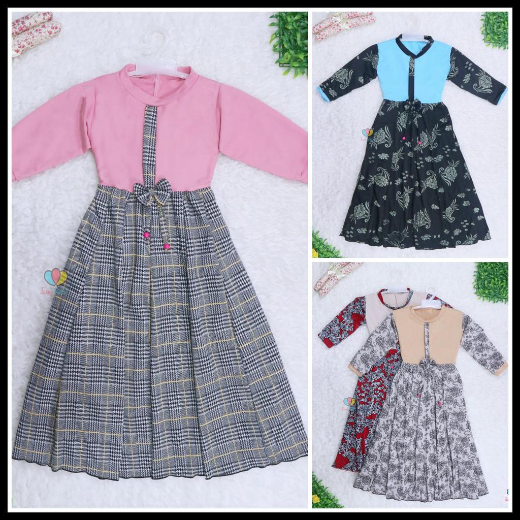 Gamis Farissa 6-7 Tahun / Baju Anak Muslim Dress Panjang Ngaji Murah Lengan Anak Perempuan Syar’I