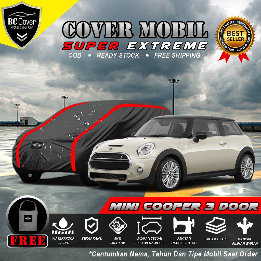 Body Cover Mobil Mini Cooper 3 Door Outdoor Waterproof / Sarung Mobil Mini Cooper 3 Pintu Waterproof / Selimut Tutup Penutup Mantol Kerudung Mantel Mobil Mini Cooper 3 Door Waterproof Outdoor Anti Air