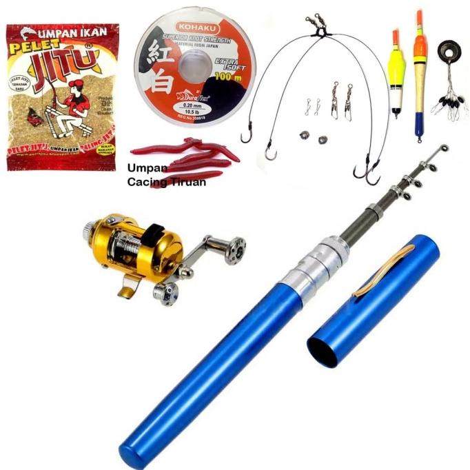 1 Set Joran Pancing Pena / Pancingan Mini Bentuk Pulpen