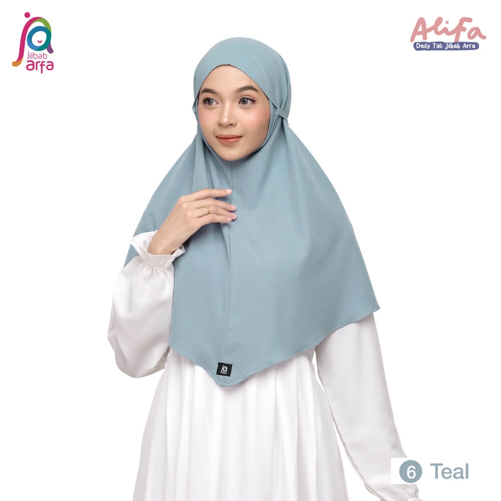 Jilbab Arfa Instan Alifa Teal - Bergo Maryam Tali Non Pet