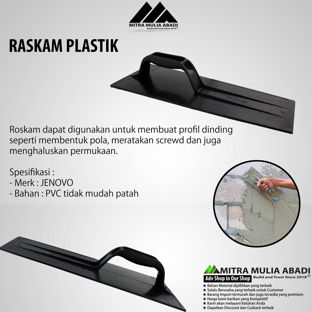 Raskam Plastik PVC / Penghalus Rata Semen