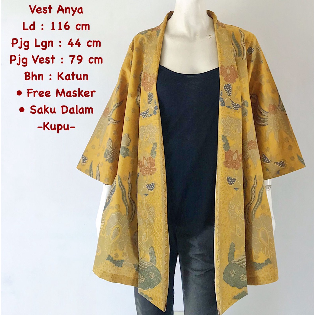 Vest anya #4 outer lengan bolero batik solo atasan kerja