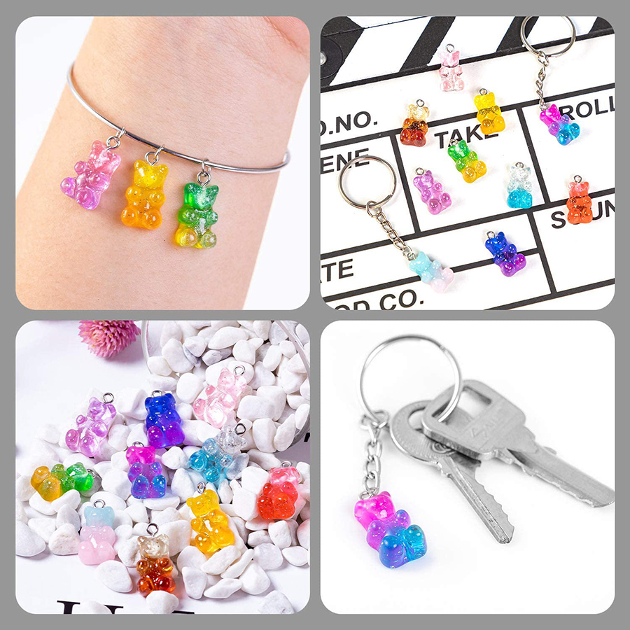 CHARMS Liontin Bentuk Gummy Bear Bahan Resin Warna Permen Untuk Membuat Perhiasan Gantungan Kunci/Gelang Diy