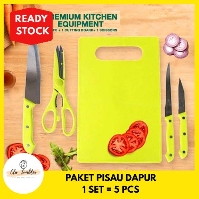 PISAU DAPUR 1 SET PLUS TELENAN / PISAU GUNTING TELENAN DAPUR / PISAU POTONG DAN TELENAN MURAH BAGUS