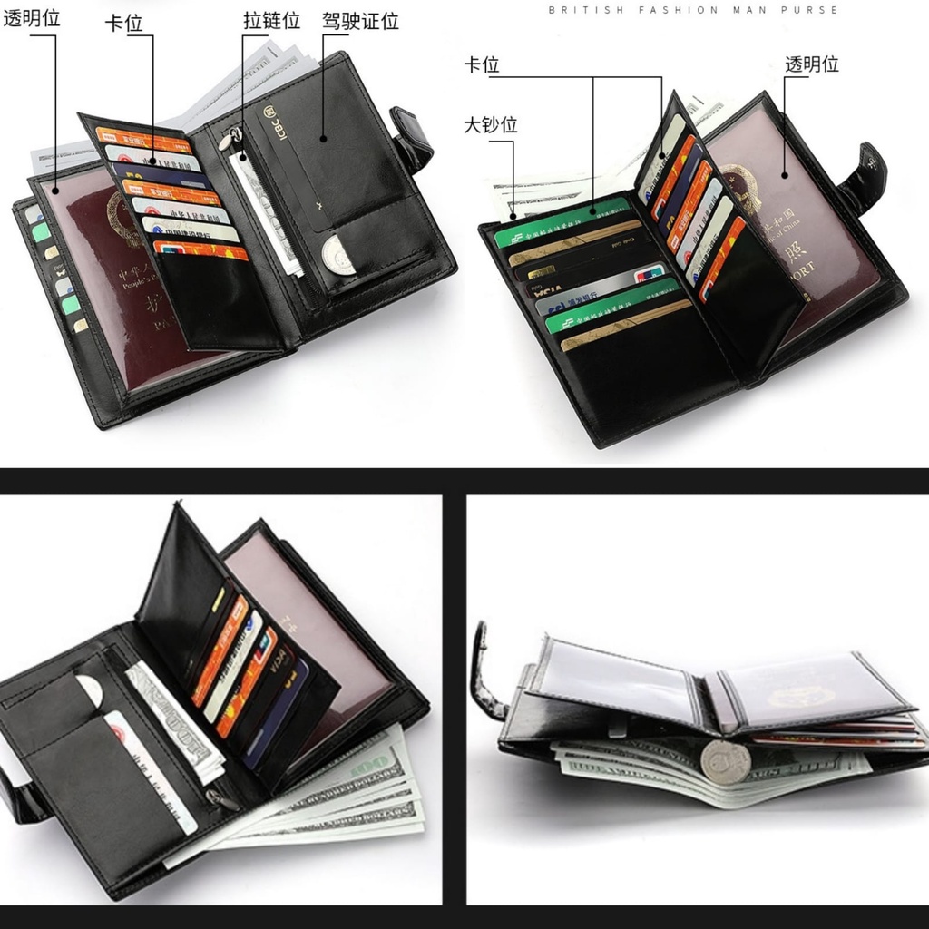 DOMPET LIPAT PRIA PASPOR KULIT HITAM BERSHAL WA462B5 CARD HOLDER SLOT KARTU BANYAK UANG COWOK KEREN LAKI PREMIUM BATAM BRANDED