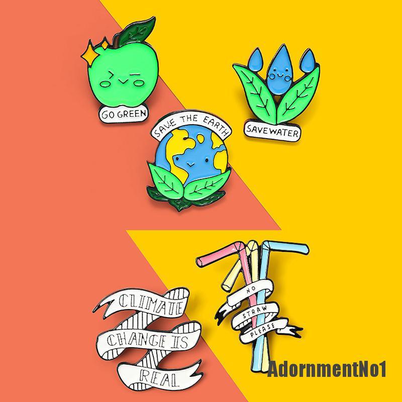 (Adornmentno1) Bros / Pin Enamel Motif Tulisan Save The Earth Untuk Aksesoris Pakaian / Tas