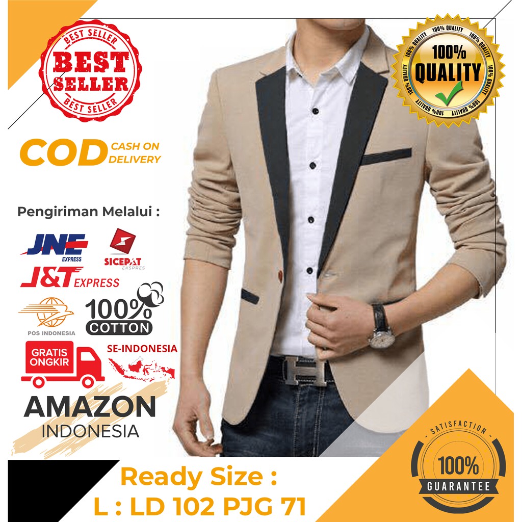 JAS BLAZER BLAZZER WARNA HITAM KOMBINASI PUTIH BAHAN KATUN PREMIUM KAIN TEBAL IMPORT ORIGINAL ASLI