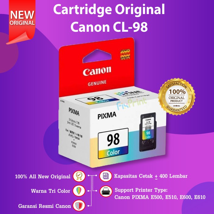 Cartridge Canon 98 CL98 CL-98 Refill Tinta Printer E500 E510 E600 E610 FI709