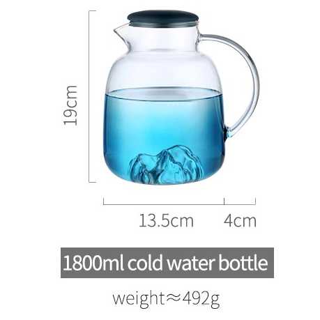 Pitcher Kaca Teko Kaca Tahan Panas Borosilicate Glass Tahan Panas Dan Dingin Desain Unik Kapasitas Besar 1.8 Liter Untuk Jus Es Teh Sirup