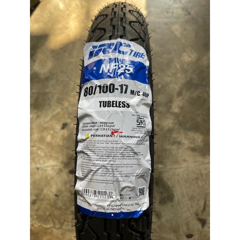 BAN TUBELESS RING 17 UKURAN 80/100-17 NF25 BAN DEPAN VERZA MERK IRC ORIGINAL NEW PRODUKSI  2025