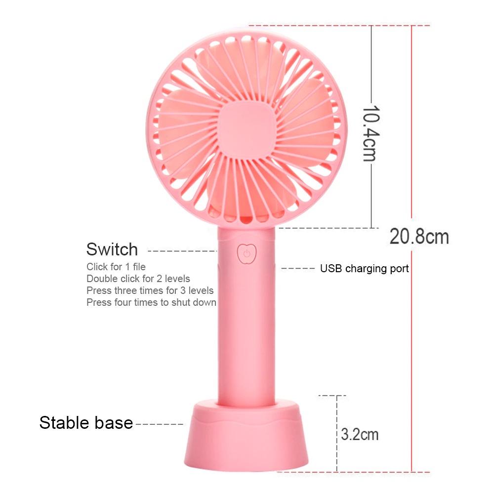 Kipas Angin Mini Portable Rechargeable 2200 mah Fan Kipas Portable Murah 3 Speed Adjustment With Battery