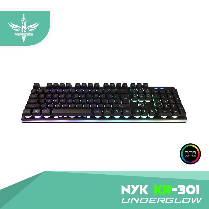 NYK KR-301 Underglow RGB Full Size Metal Plate Gaming Keyboard