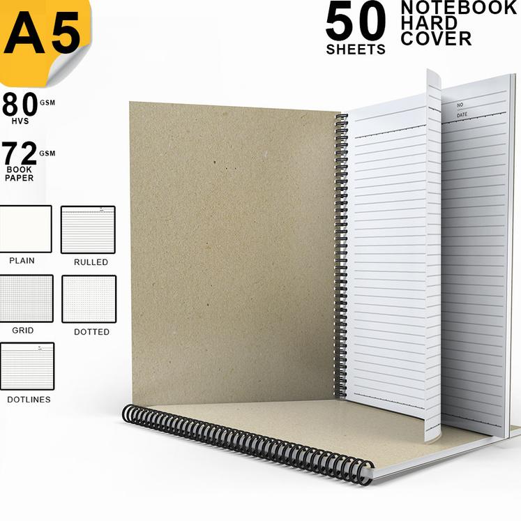 

[JZ7WN7488] Notebook Coklat Tebal A5/Buku Catatan Polos/Spiral Kawat/Kertas Lines Grid Dotted Plain/Note Book