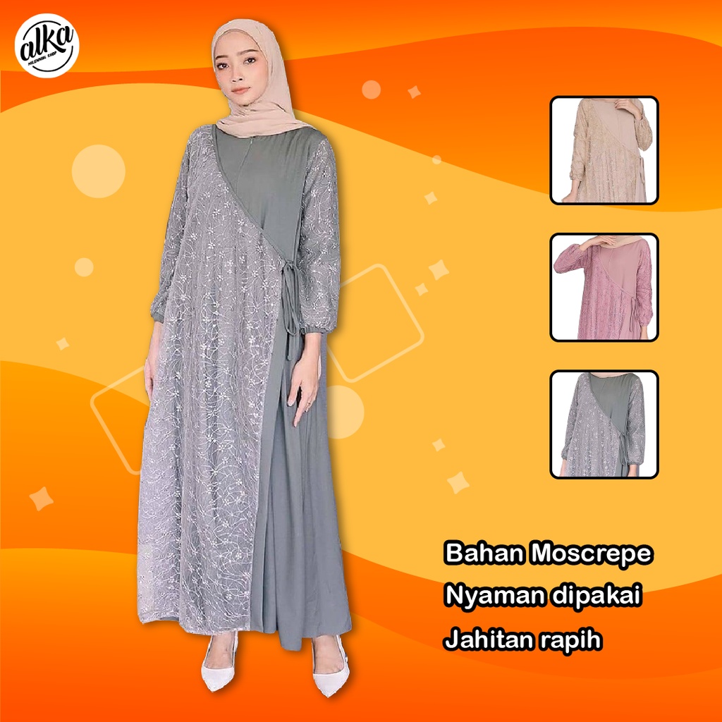 baju gamis maxi dress brukat kondangan pesta muslim wanita remaja kekinian 2022