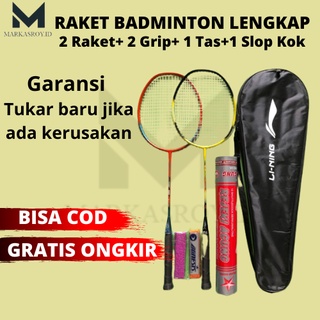 Raket badminton paket komplit Raket + Shuttlecock + Tas + Grip