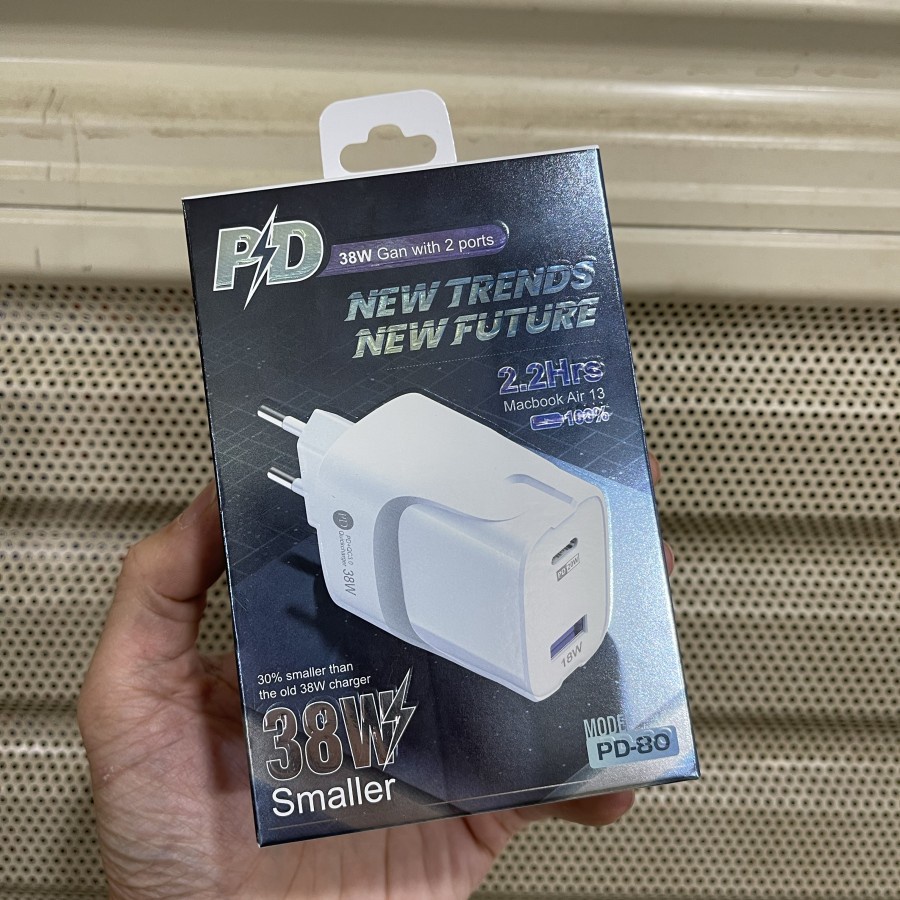 travel adaptor Quick charger batok fast charging PD 20w type-c dengan 1 usb QC 3.0 2 in 1 charger