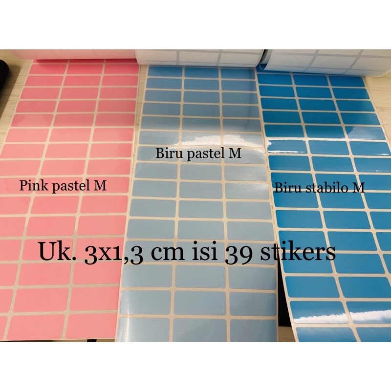 

Stiker Label Nama Name Sticker Waterproof Anti Air Polos Pastel Light Blue Pink Baby Biru