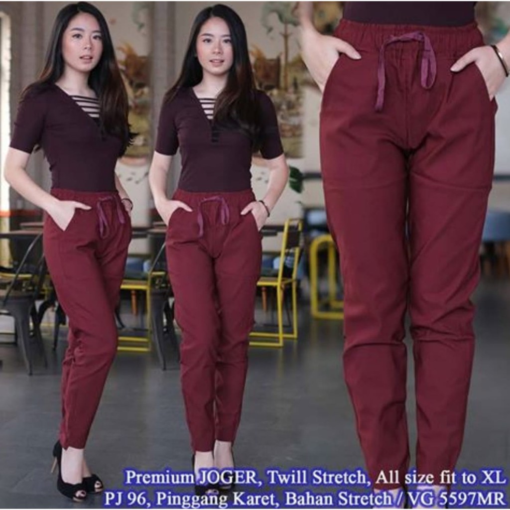 Bess - JOGGER PREMIUM Soft Twill Import / Celana JOGGER PREMIUM Wanita