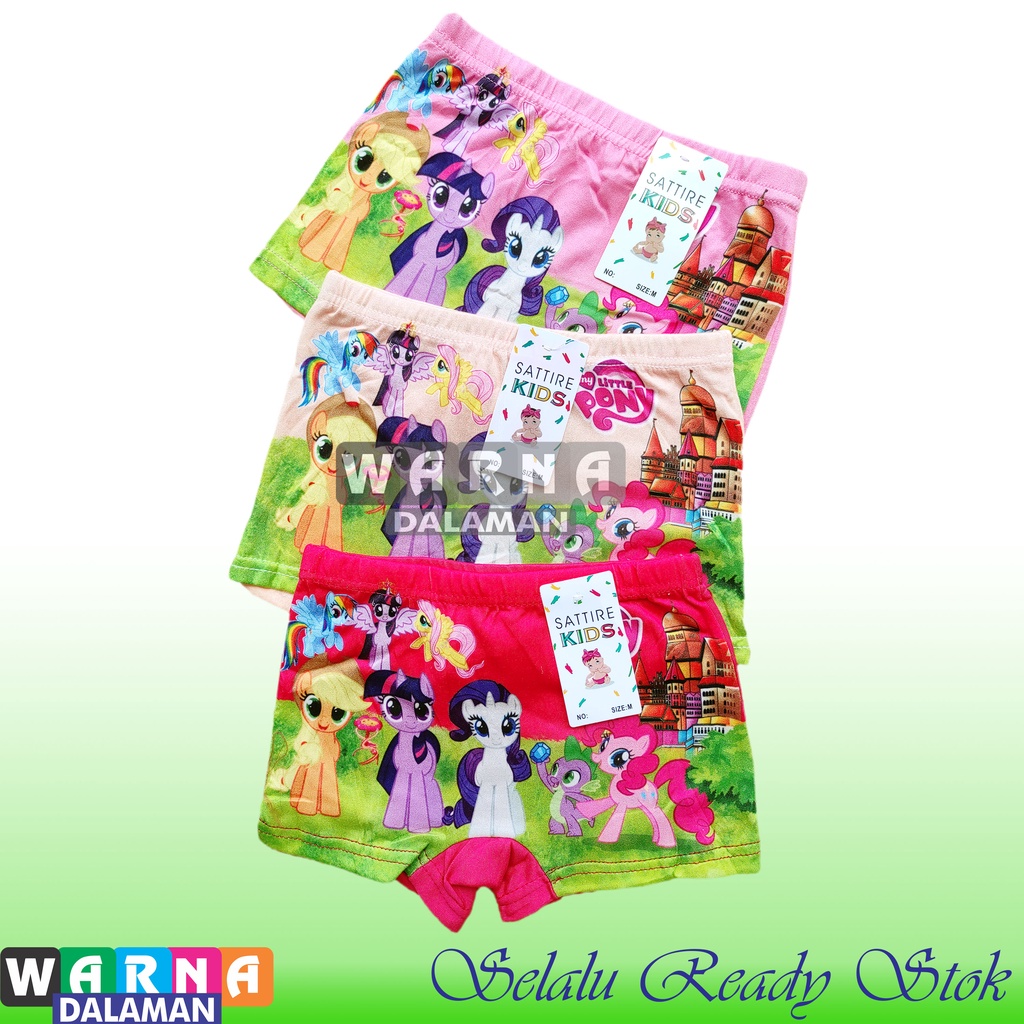 3 Pcs Boxer Anak Perempuan Gambar Kartun Celana Dalam Anak Cewek Terkini | WARNA DALAMAN