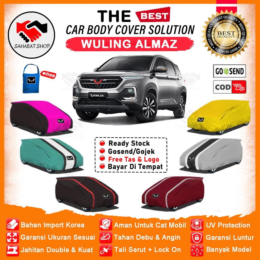 Sahabat Body Cover Mobil Almaz / Sarung Penutup Wuling Almaz Outdoor / Tutup Selimut Mantel Pelindung Pembungkus Jas Mantol Bungkus Tutupan Terpal Kerodong Kelambu Kerudung Mobil Almaz Waterproof Anti Air Model Orange