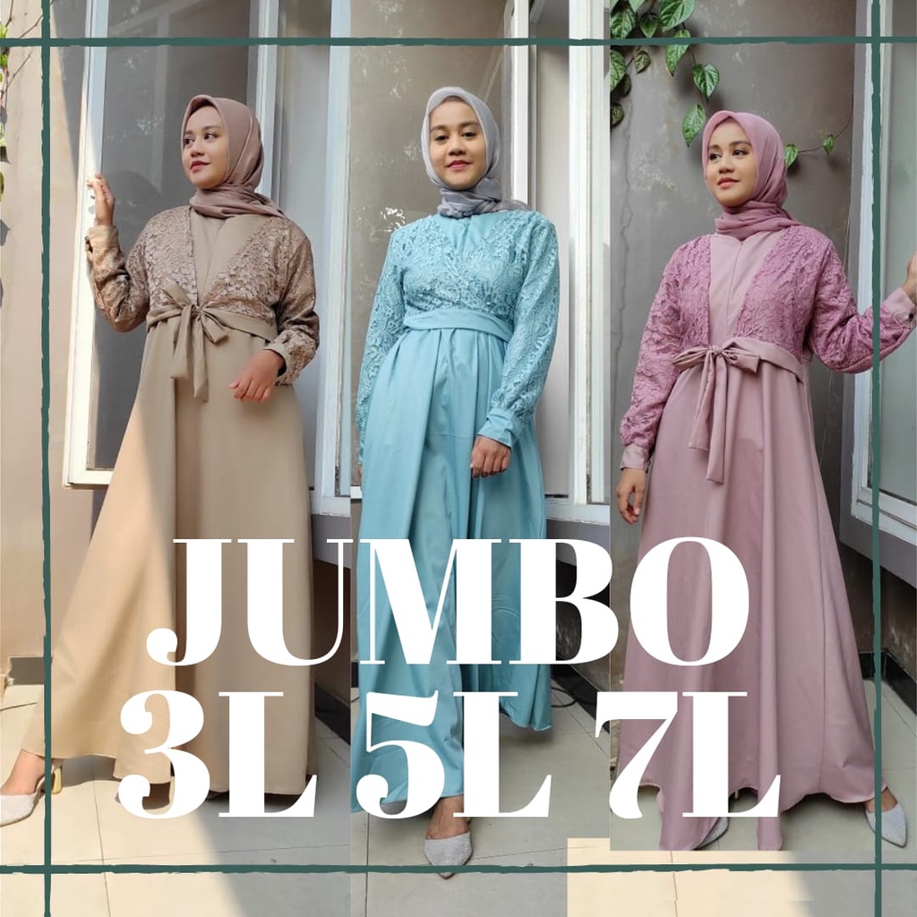 Gamis Brukat JUMBO Rompi Maxi Dress Wanita Muslim Remaja Dewasa / Gamis Pesta / Gamis Kondangan / Ga
