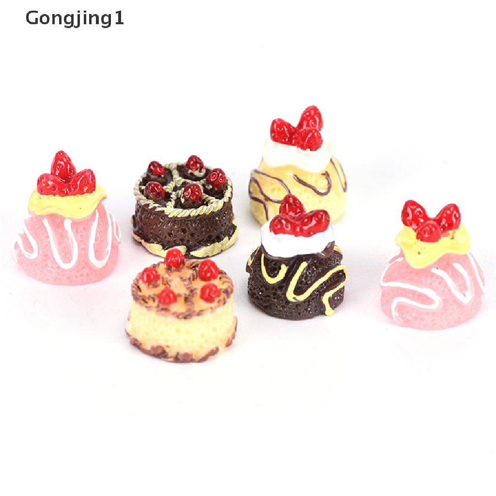 Gongjing1 5 PCs Miniatur Kue Krim Palsuartificial Bahan Resin Untuk Dekorasicraft DIY