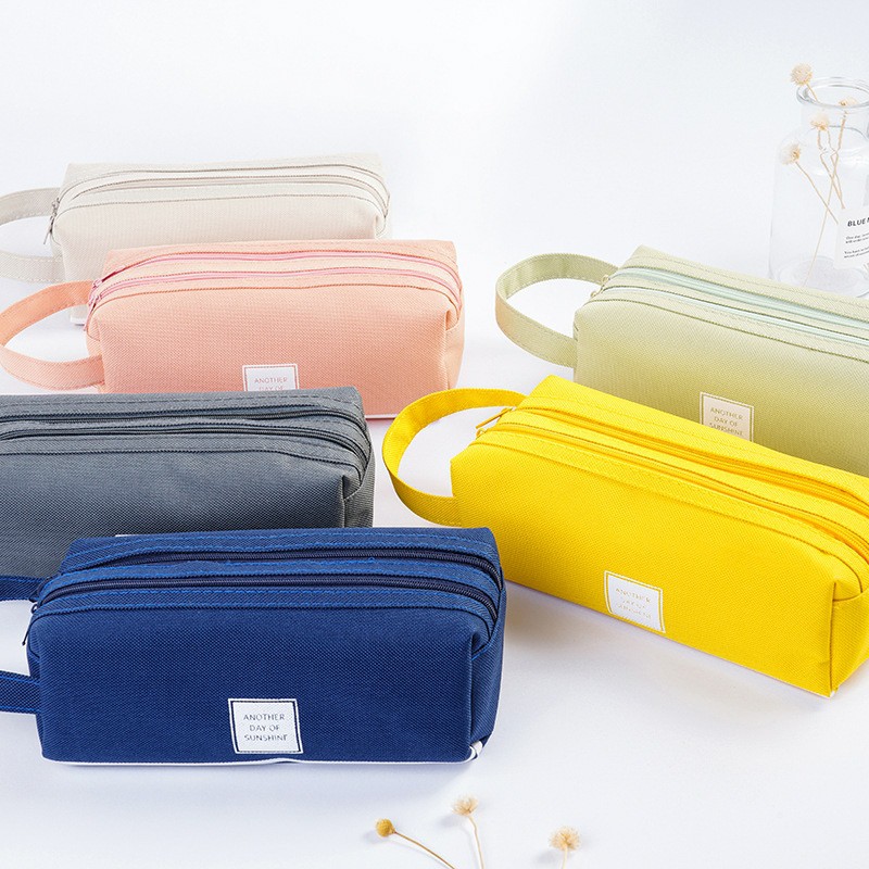 

Kotak Pensil Minimalist Warna Pastel Korean Style - Pensil Case Double Storage - Double Bag