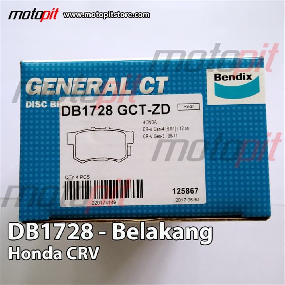 Kampas Rem Belakang CRV New CR-V BENDIX Brake Pad DB 1728 GCT