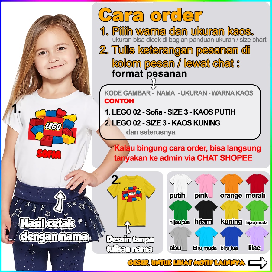 Baju Kaos ANAK DAN DEWASA LEGO COUPLE (FREE NAMA)