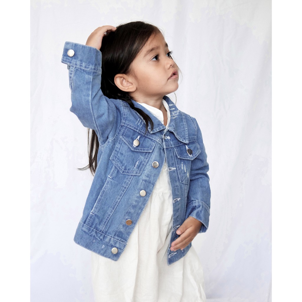 RIPPED DENIM JACKET | Jacket Denim Anak Unisex | Jacket Jeans Anak | Outer Anak | Jaket Jeans Anak Oversized