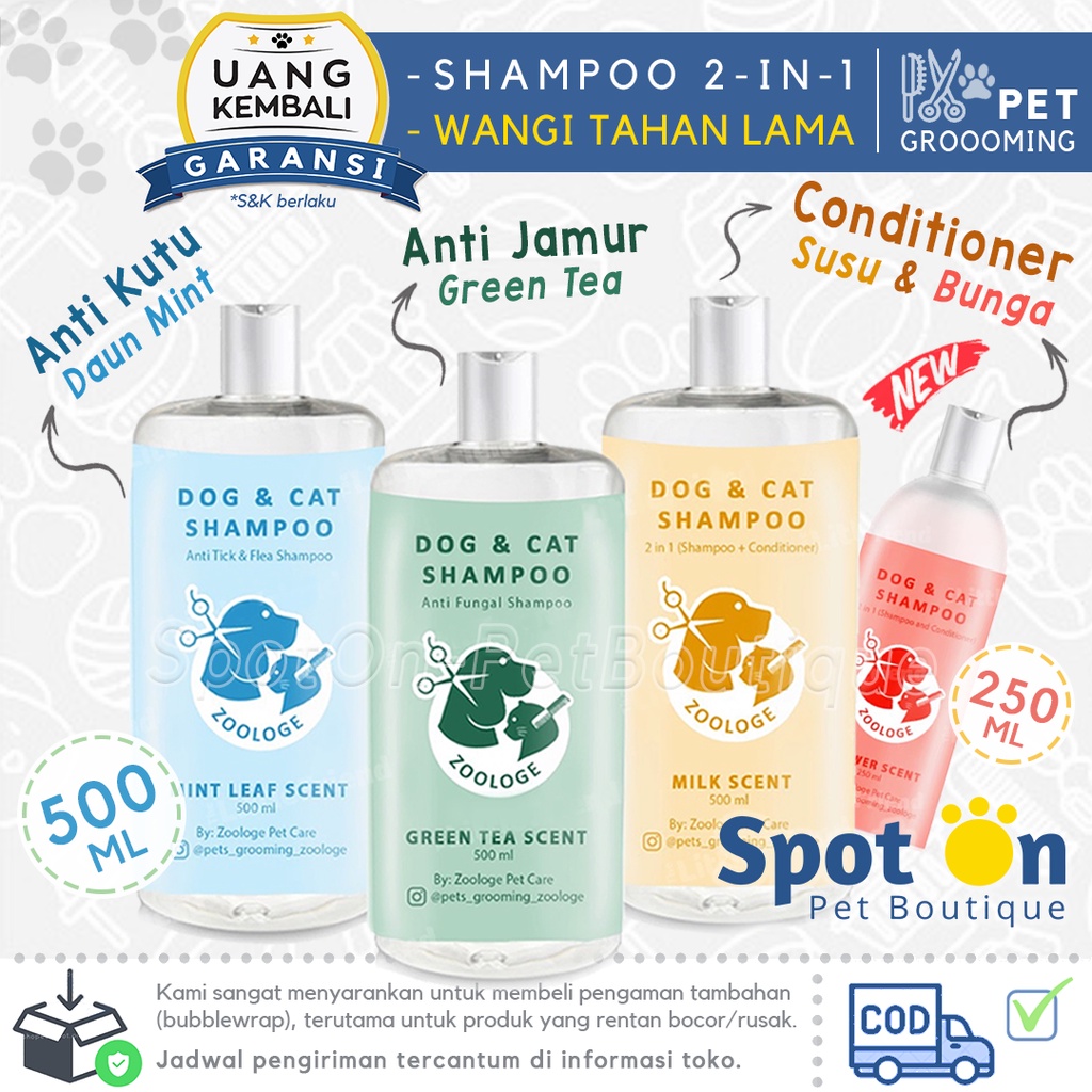 Shampoo Anjing &amp; Kucing 2-in-1 Wangi | Zoologe Shampo Conditioner Anti Kutu Jamur Harum Kelinci Monyet