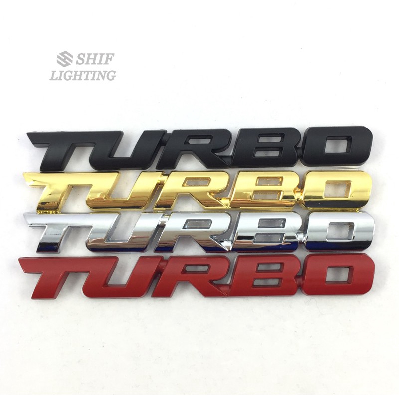 1Pc Stiker Emblem / Badge Motif Logo Turbo Bahan Metal untuk Mobil