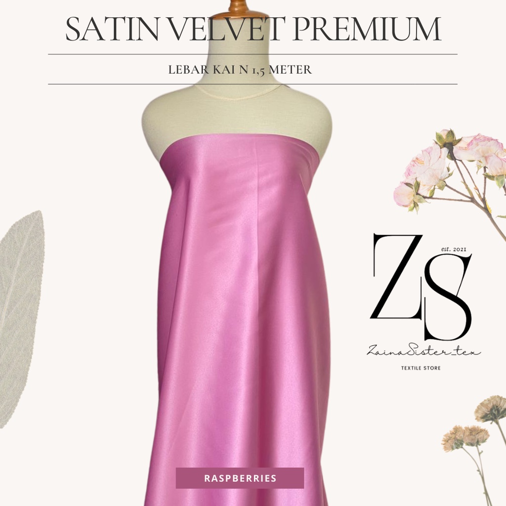 Bahan Kain Satin Velvet Premium Bisa untuk Bridesmaids Meteran Warna Raspberry