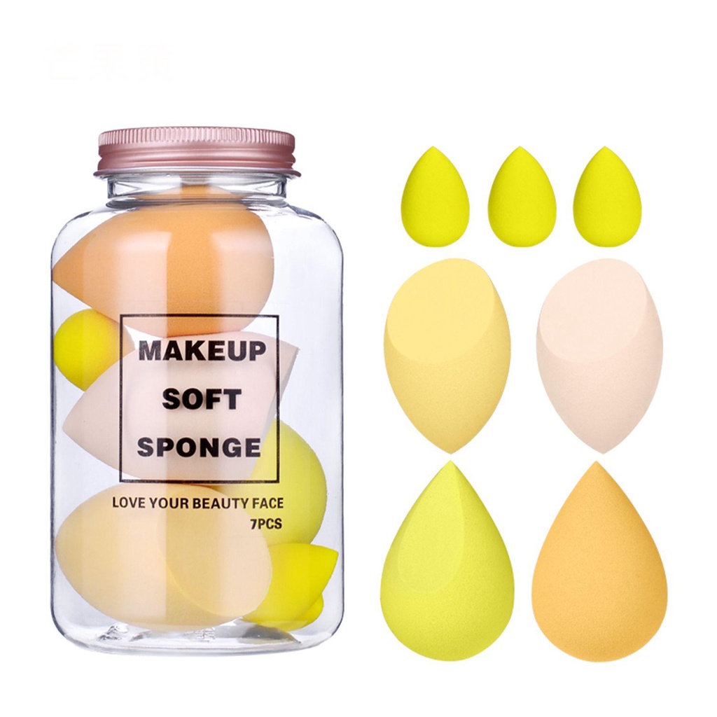 Top 7pcs Spons Makeup Fashion Multi Bentuk Alat Make Up Foundation Blending Sponge