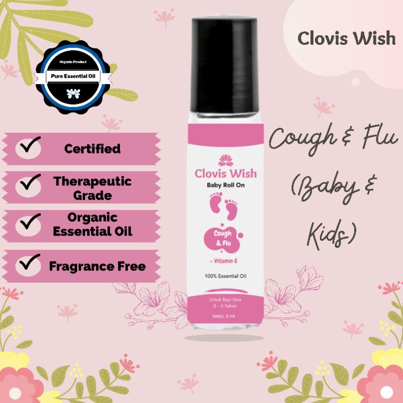 Clovis Wish Batuk Flu Pilek Cough and Flu Roll On Minyak Oles Essential Oil Bayi Anak Baby Imun altr