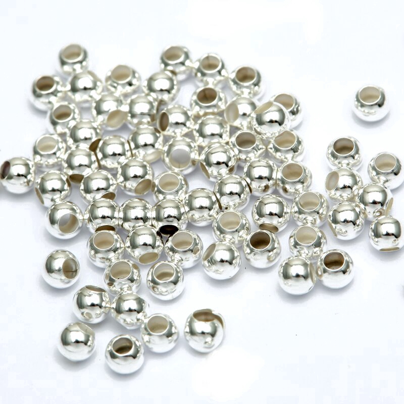 1000pcs Manik-Manik Bola Bahan Stainless Steel Warna Silver Ukuran 3mm Untuk Membuat Perhiasan